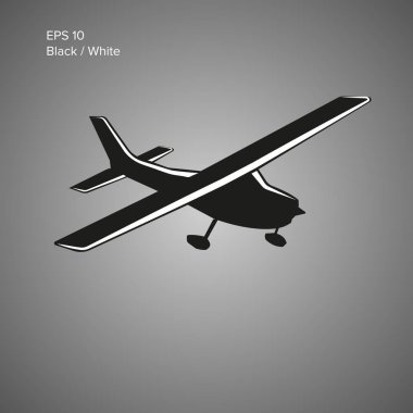 Küçük uçak vektör logosu. Tek motorlu uçak tahrikli. Vektör çizim. Simge