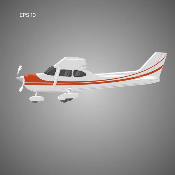 Kis privát repülőgép vektoros illusztráció. Egyetlen motor hajtott repülőgép. Vektoros illusztráció. Ikon. Sideview — Stock Vector