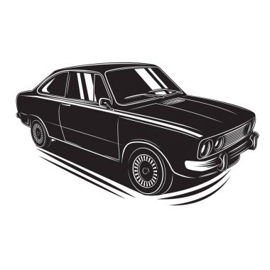 Avrupa eski model araba vektör çizim. Vintage spor araba. Retro coupe