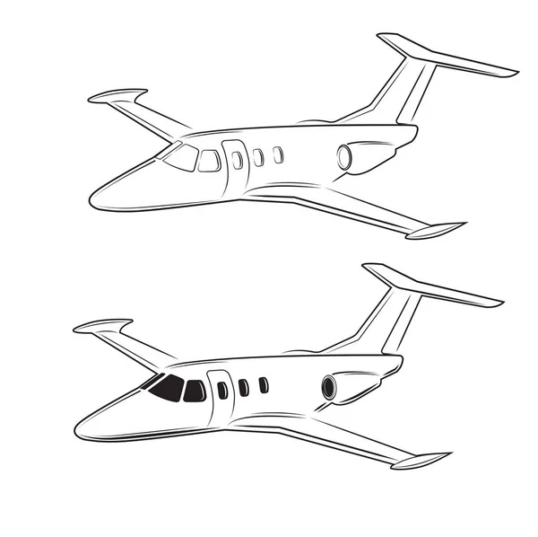 Pequeño vector jet privado. Ilustración de jet de negocios. Lujo avión de doble motor — Vector de stock