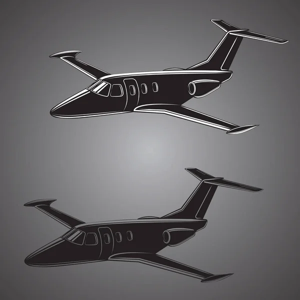 Pequeno vetor de jato privado. Ilustração de jato de negócios. Luxo avião motor duplo — Vetor de Stock