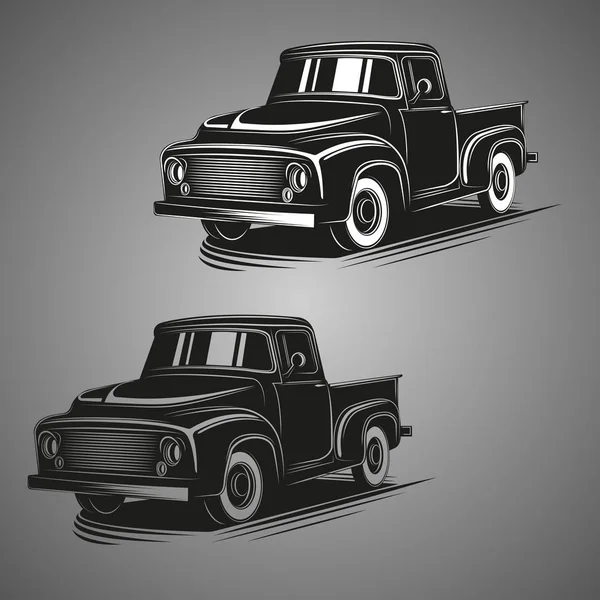 Ilustração retro velha do vetor do pickup do caminhão. Veículo de transporte vintage —  Vetores de Stock