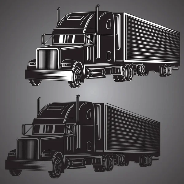 Vintage Amerikaanse truck vector illustratie. Retro vrachtwagenvrachtwagen. Vrachtmachine. — Stockvector