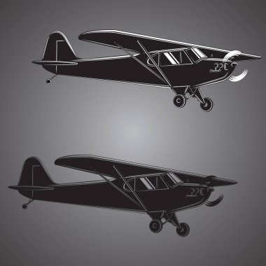 Küçük uçak vektör çizim. Tek motorlu uçak tahrikli. Hava turları wehicle