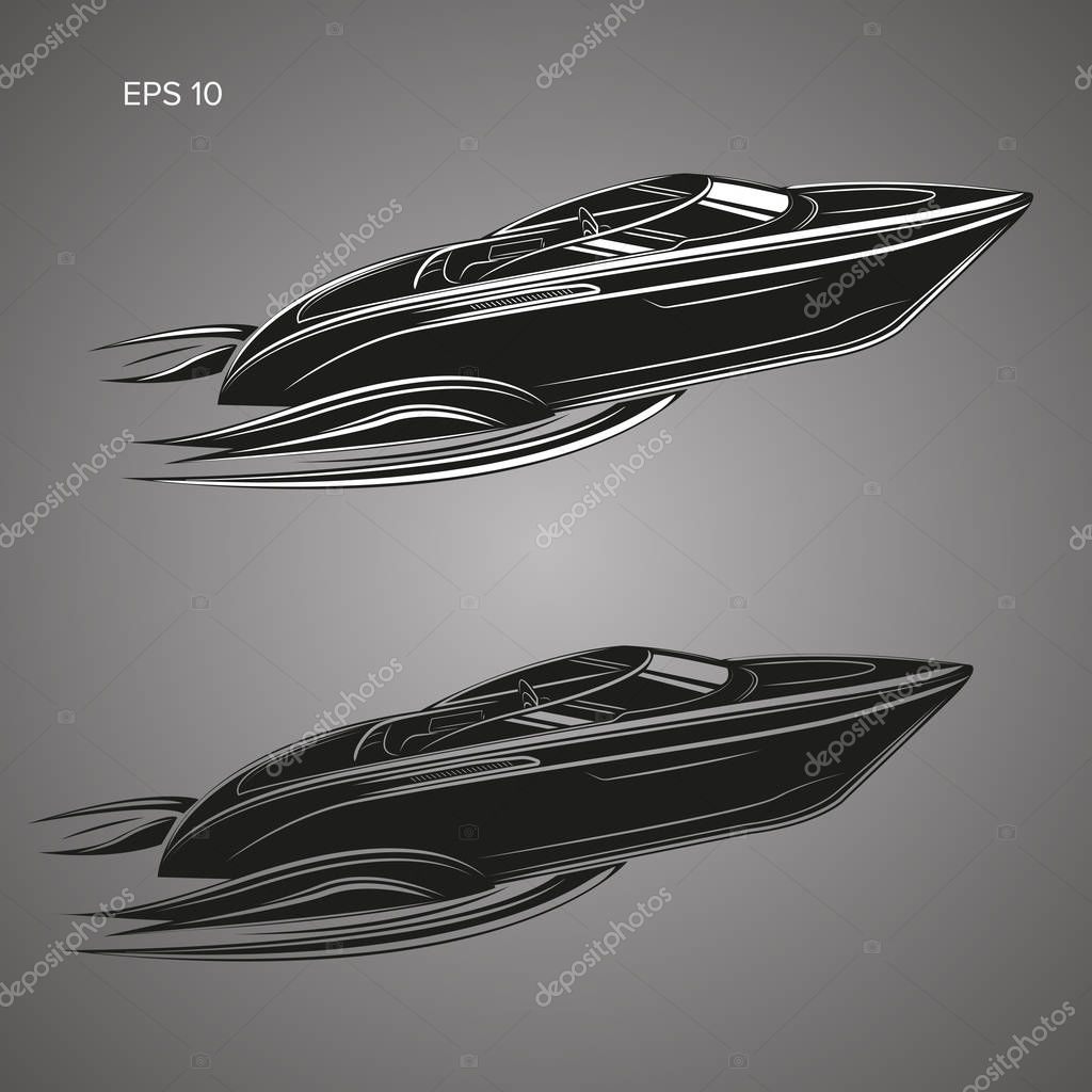 Speedboat isolated illustration. Luxury boat vector