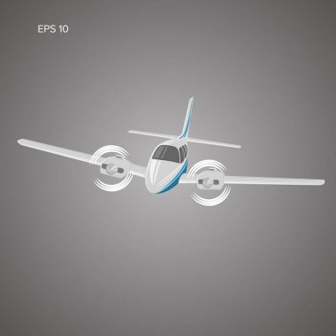 Küçük uçak vektör çizim. İkiz motor uçak tahrikli. İş gezisi uçak.