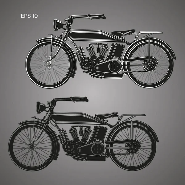 Illustration vectorielle moto vintage. Vieux vélo rétro. Véhicule à moteur old school . — Image vectorielle