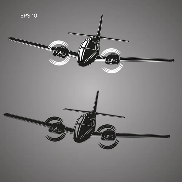 Kis repülőgép vektoros illusztráció. Twin motorral hajtott repülőgép. Üzleti utazás repülőgép. — Stock Vector