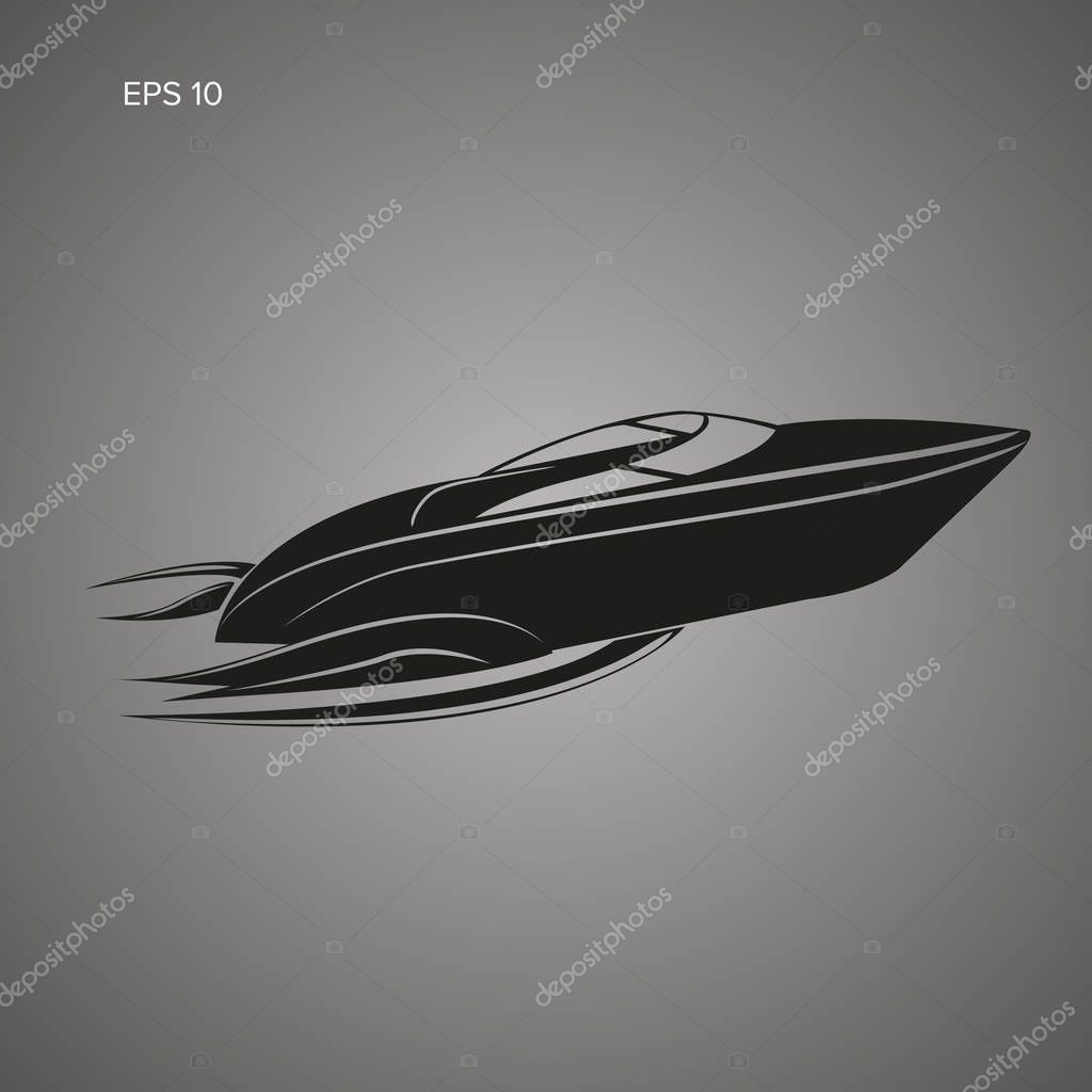 Speedboat isolated icon. Luxury boat vector. Streamline vessel