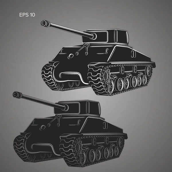 Famous american tank vector illustration. Vintage var machine. — Stock Vector