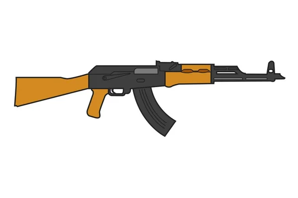 Legendary Soviet assault rifle vector illustration (em inglês). AK-47 linha de arte. Metralhadora de guerra —  Vetores de Stock