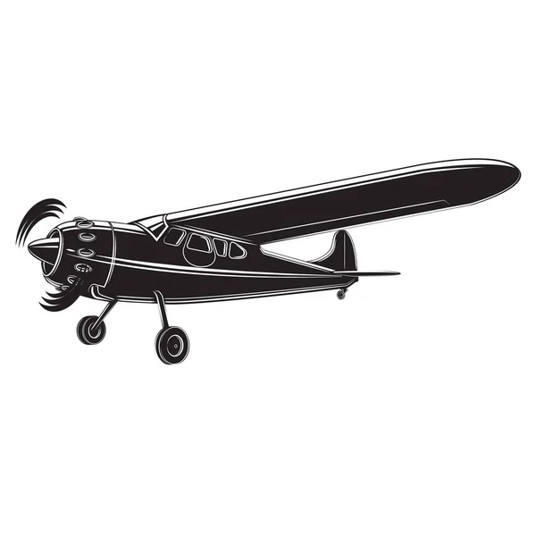 Ilustracja wektorowa Vintage mały samolot. Pojedynczy silnik napędzany samolotów. — Wektor stockowy
