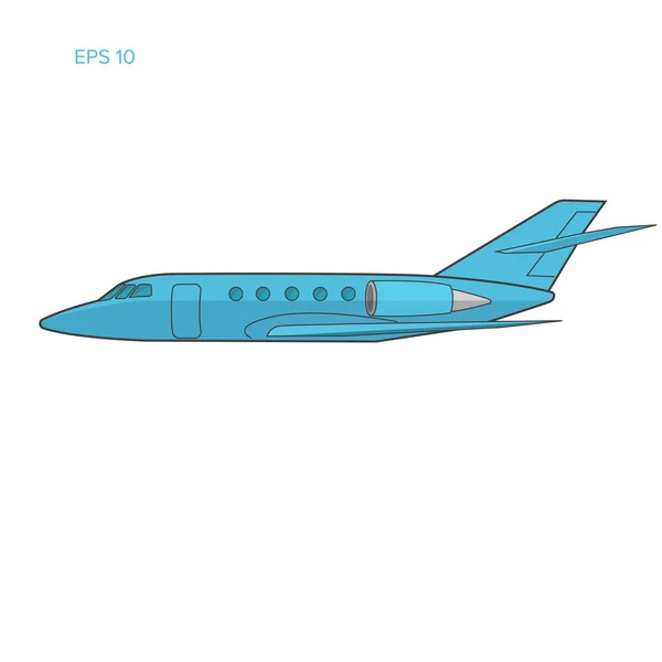 Prywatny odrzutowiec wektor Płaska konstrukcja. Ilustracja Business jet. Grafika liniowa — Wektor stockowy
