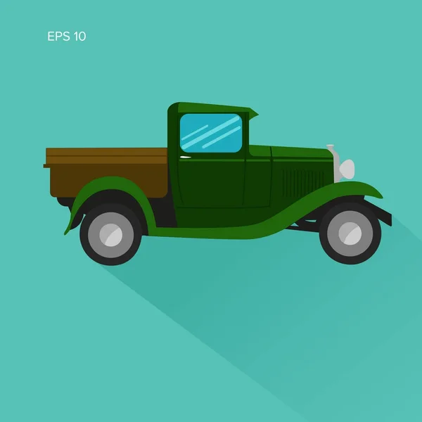 Oude retro pick-up truck vector illustratie. Vintage transportvoertuig — Stockvector