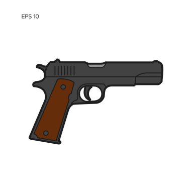 Klasik 9 mm 'lik tabanca tasviri. Efsanevi silahlanma.