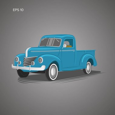 Eski retro çiftçi kamyonet vektör çizim simgesi.