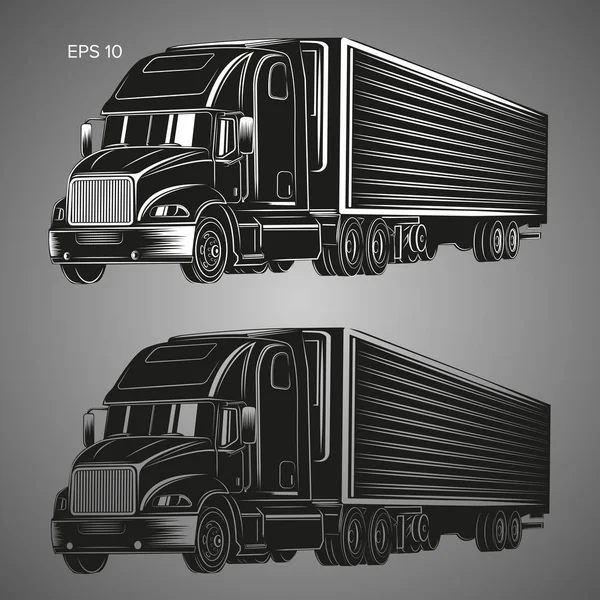 Moderne Amerikaanse truck vectorillustratie. Zwaar transport foto — Stockvector