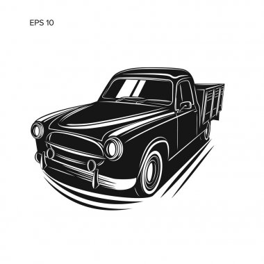 Eski retro çiftçi kamyonet vektör çizim simgesi.