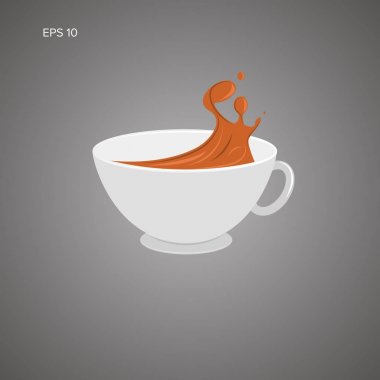 Bir fincan çay vektör çizim. Kahve kupa devirme.