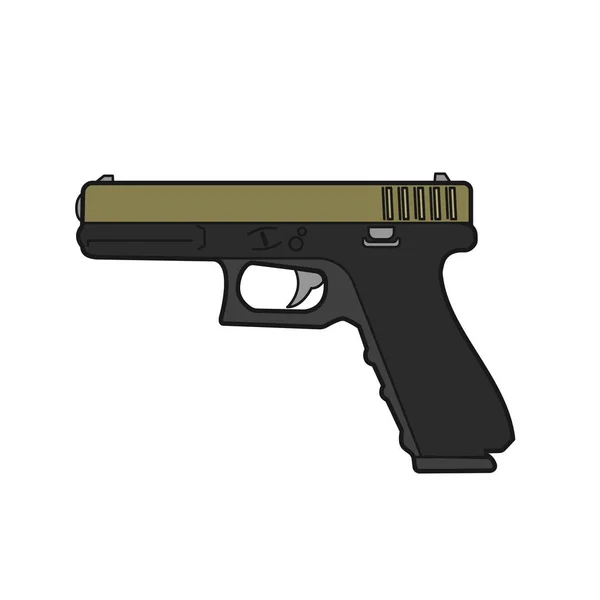 9mm semi-automatisch pistool. Moderne vuurwapen vectorillustratie. — Stockvector