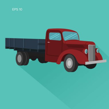 Eski retro kamyon vektör çizim. Vintage taşıma aracı