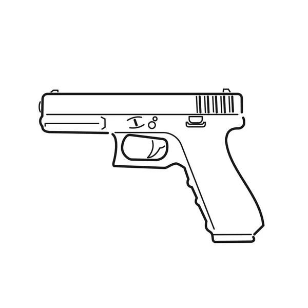 Pistola semiautomática de 9 mm. Ilustración moderna del vector de arma de fuego . — Archivo Imágenes Vectoriales