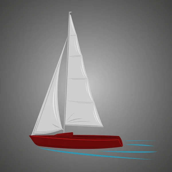 Pequeño velero vector ilustración. Barco pequeño con vela — Vector de stock