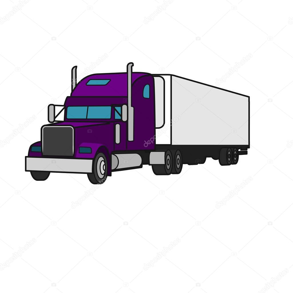 Classic american truck vector illustration icon. Retro freighter truck.