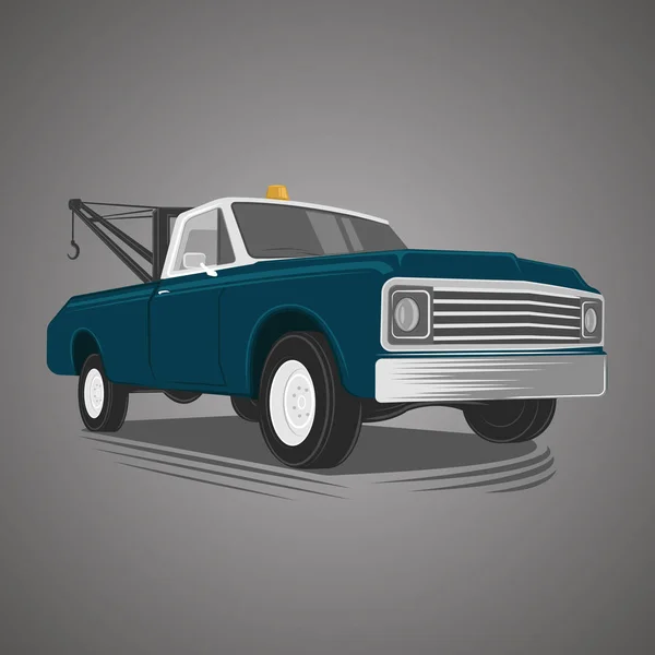 Ilustración del viejo vector de remolque vintage. Vehículo de servicio retro . — Vector de stock