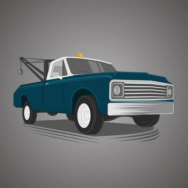 Eski model çekici kamyon vektör çizimi. Retro servis aracı.