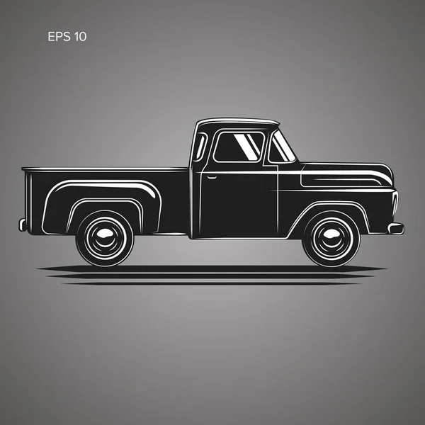 Ilustração retro velha do vetor do pickup do caminhão. Veículo de transporte vintage — Vetor de Stock