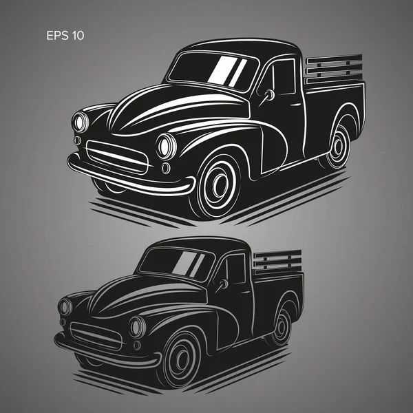 Oude retro boer pick-up truck vector illustratie-pictogram. — Stockvector