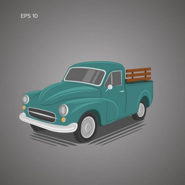 Eski retro çiftçi kamyonet vektör çizim simgesi.