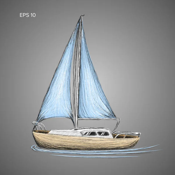 Piccola barca a vela vettoriale illustrazione . — Vettoriale Stock