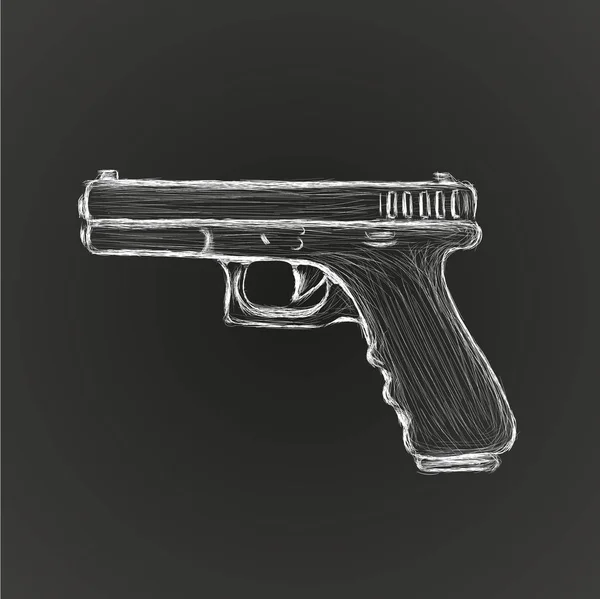9mm yarı otomatik el çekilmiş tabanca. Modern ateşli silah vektör çizim.