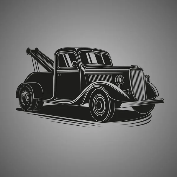 Ilustración del viejo vector de remolque vintage. Vehículo de servicio retro . — Vector de stock