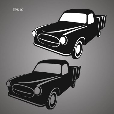 Eski retro çiftçi kamyonet vektör çizim simgesi.