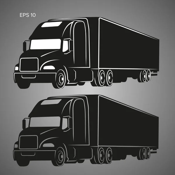 Ilustrasi vektor truk Amerika modern. Berat gambar transportasi - Stok Vektor