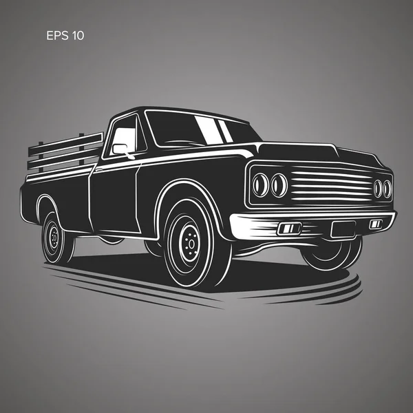 Vintage pickup lastbil vektorillustration. Oldschool amerikansk bil — Stock vektor