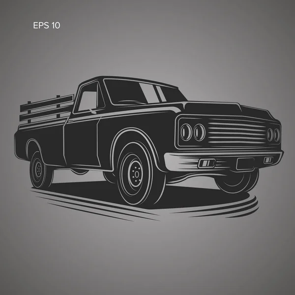 Vintage pick-up truck vectorillustratie. Oldschool Amerikaanse auto — Stockvector