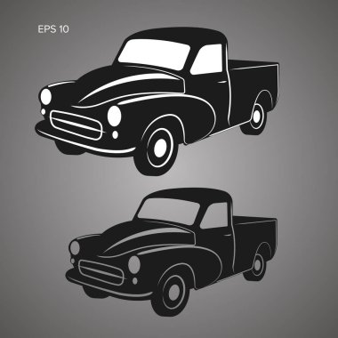 Eski retro çiftçi kamyonet vektör çizim simgesi.