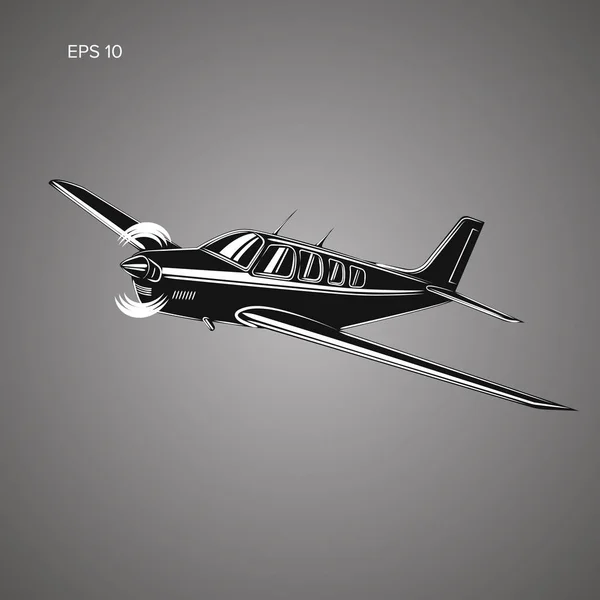 Ilustración de pequeño vector plano. Avión de pasajeros monomotor . — Vector de stock