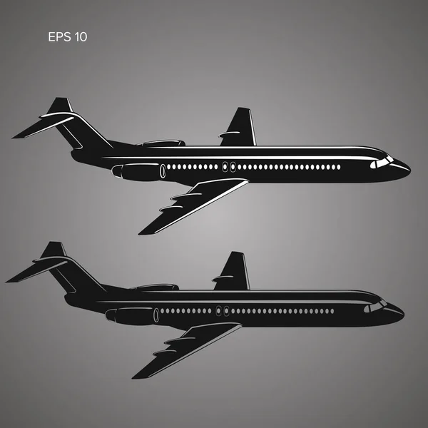 Nowożytny bliźniaczy silnik odrzutowy samolot pasażerski wektor ilustracja ikony. — Wektor stockowy