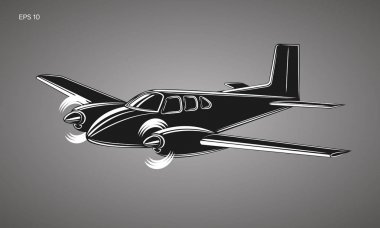 Small plane vector illustration. Twin engine propelled passenger aircraft. clipart