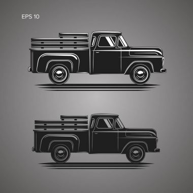 Eski bir eski kamyonet vektör çizimi. Vintage taşıma aracı