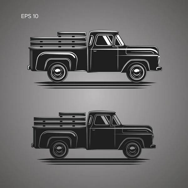 Oude retro pick-up truck vector illustratie. Vintage transportvoertuig — Stockvector