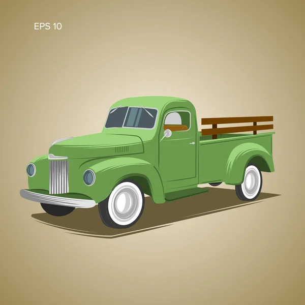 Gamla retro pickup lastbil vektor illustration. Vintagetransportfordon — Stock vektor