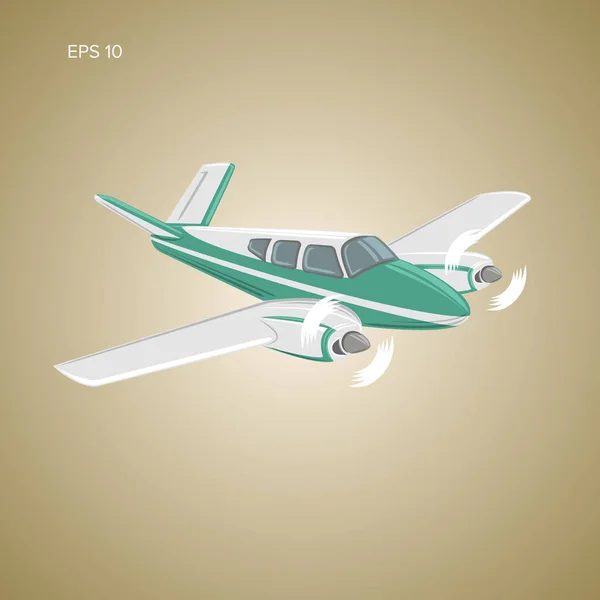 Malé letadlo vektorové ilustrace. Twin motor pohonu dopravních letadel. — Stockový vektor