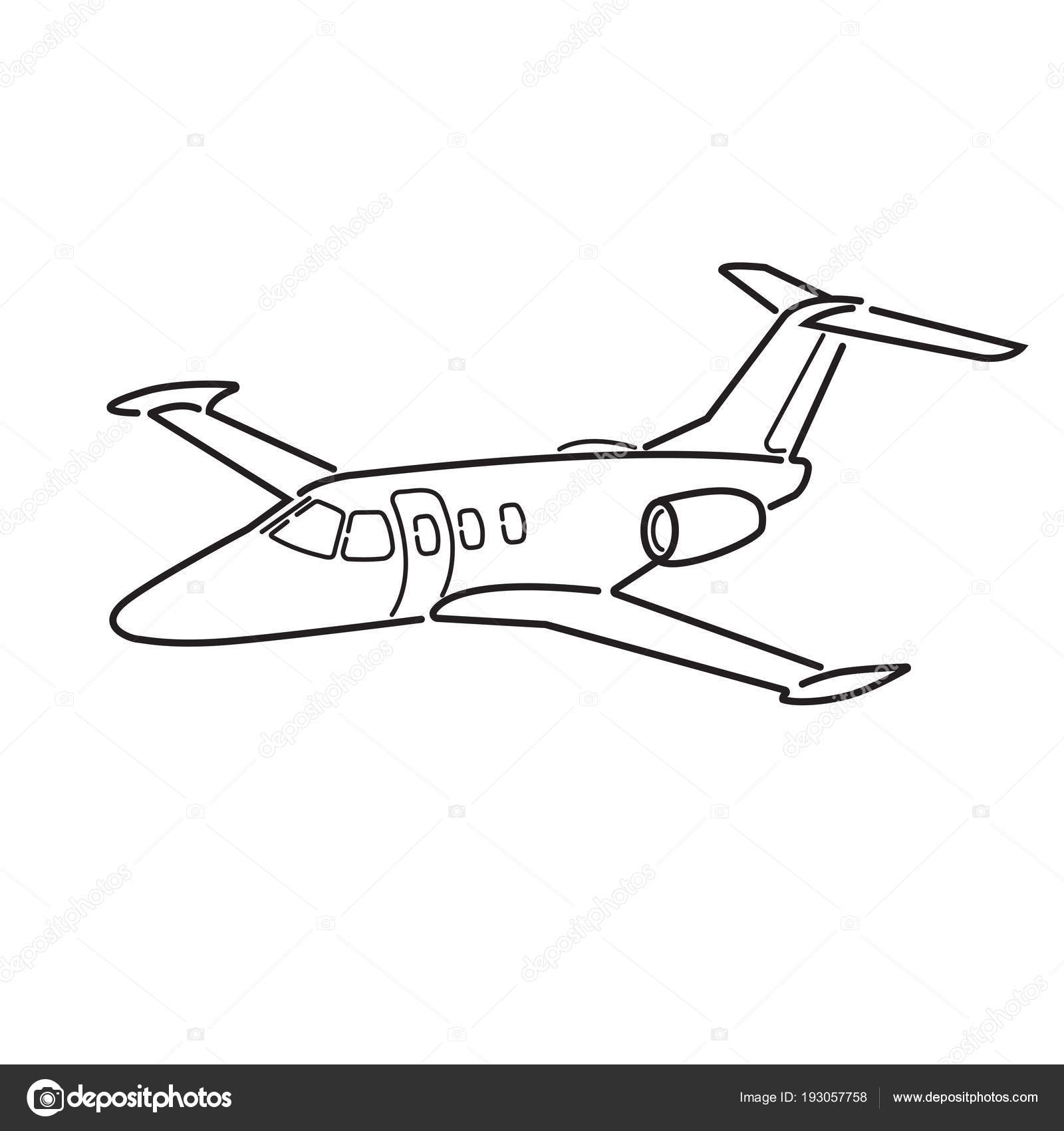 Small private jet vector. Business jet illustration. Luxury twin engine ...