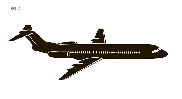 现代双引擎喷气客机矢量插图图标. — 图库矢量图片